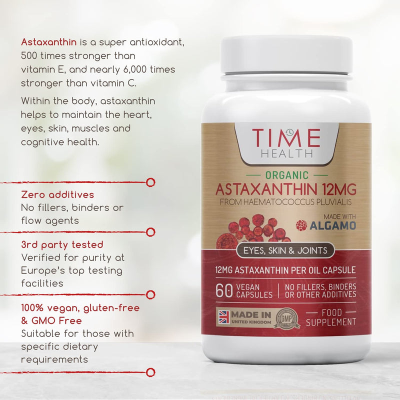 New: Organic Astaxanthin Oil 12mg - High Strength - Pure & Natural Astaxanthin - 60 Capsules - Carrageenan Free - Premium Algamo® Oil - Haematococcus Pluvialis - UK Made - Zero Additives - EU Source 60 Capsule Bottle - NewNest Australia