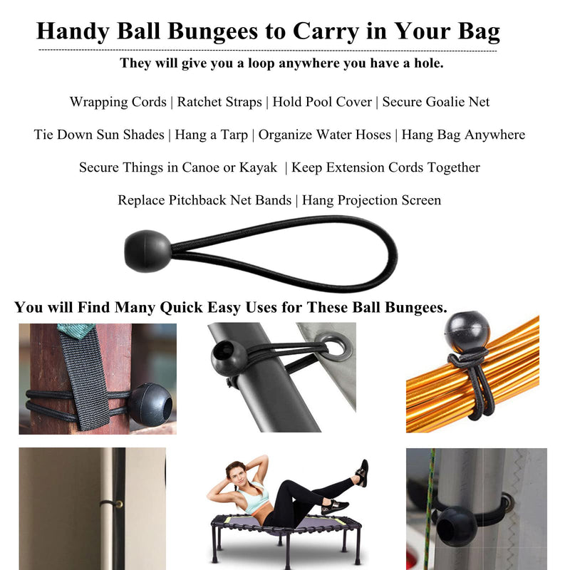 25 Pack 6 Inch Ball Bungee Cords, Heavy Duty Outdoor Natural Latex Tarp Straps with Balls, Tie-Down Bungee Ball Cord to Secure Tarp,Goal Net,Extension Cords,Projector Screen,Boat Canopy, Hoses,Tents - NewNest Australia