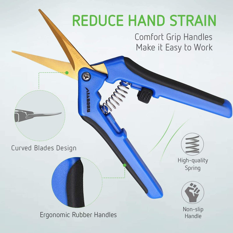 VIVOSUN 6 Pack Gardening Hand Pruner Pruning Shear with Titanium Coated Curved Precision Blades, Blue - NewNest Australia