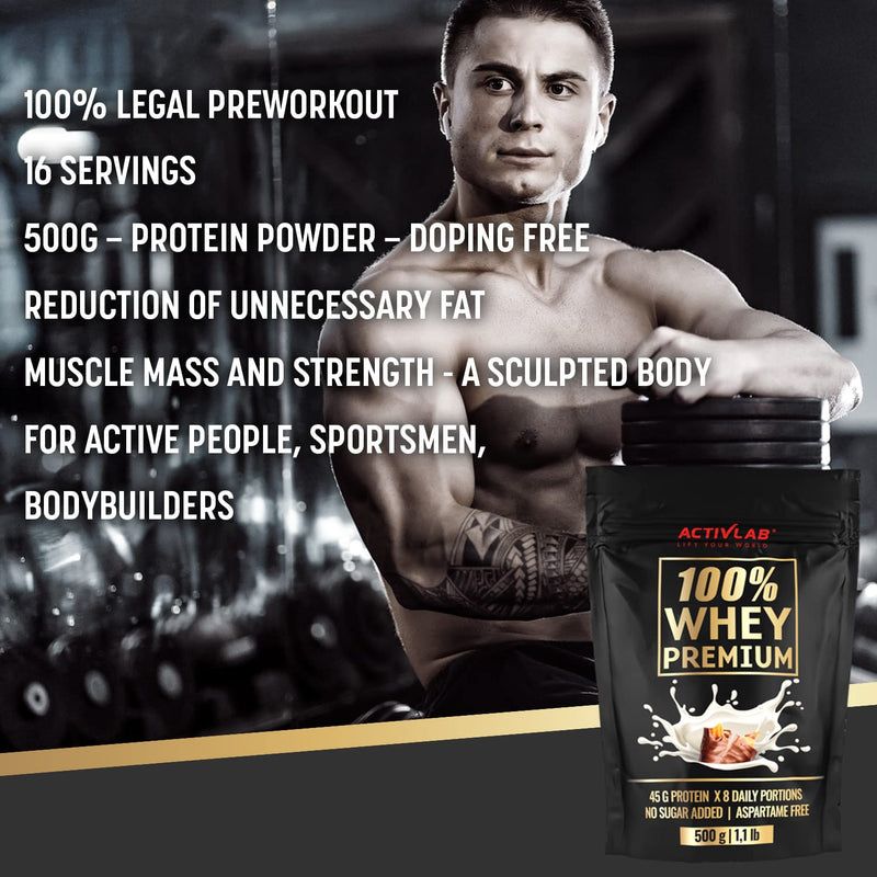 Activlab 100% Whey Premium, 500 G, 16 Servings X 23G Whey Protein Powder, 6.9G Bcaa Muscle Building And Recovery, Glutamine, Low Sugar, Low Fat, Caramel With Chocolate Flavor, Packaging May Vary - NewNest Australia