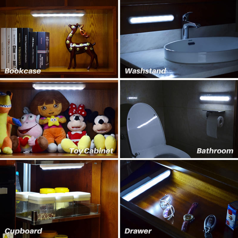 Motion Sensor Light Indoor, STAR-SPANGLED Stick on Lights Battery Powered, Closet Lights Motion Activated Operated, LED Night Stair Lights for Under Cabinet, Hallway, Kitchen, Wall (Cool White, 2Pack) 2 Pack Cool White, 2 Pack - NewNest Australia