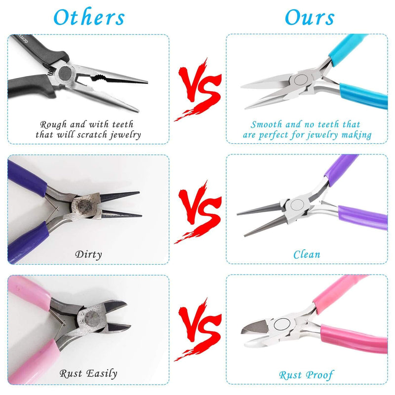Jewelry Pliers, Acejoz 6pcs Jewelry Making Tools Kit Includs Needle Nose Pliers, Round Nose Pliers, Wire Cutters, Crimping Pliers, Bent Nose Pliers, End Nippers for Beading Craft - NewNest Australia