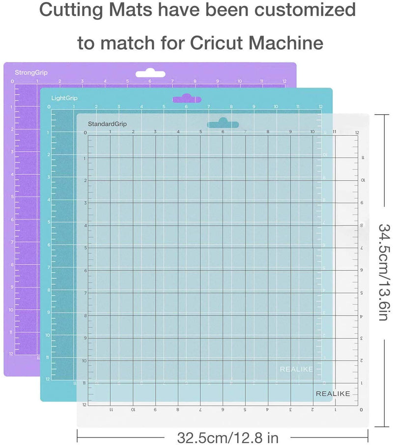 REALIKE 12x12 Cutting Mat for Silhouette Cameo 4/3/2/1 (3 Mats - StandardGrip, LightGrip, StrongGrip), Gridded Adhesive Non-Slip Cut Mat for Crafts, Quilting, Sewing, Scrapbooking and All Arts Variety for Cameo 12*12 (3 Mats) - NewNest Australia