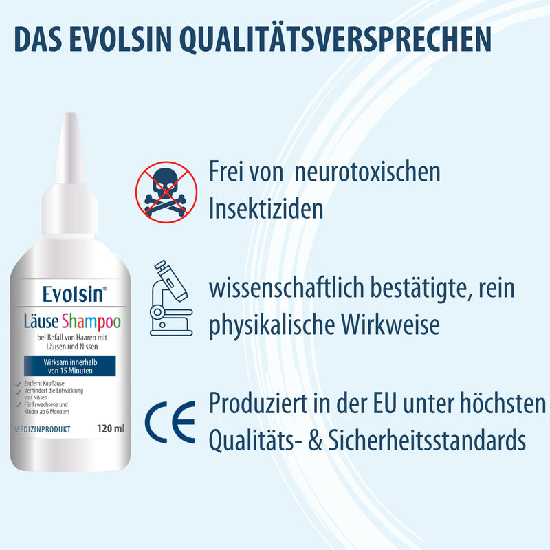 Evolsin 120 Ml Lice Shampoo With Lice Comb For Adults & Children From 6 Months - For Infestation Of Hair With Nits & Head Lice - Lice Agent Gentle On The Scalp - Works In 15 Minutes - NewNest Australia