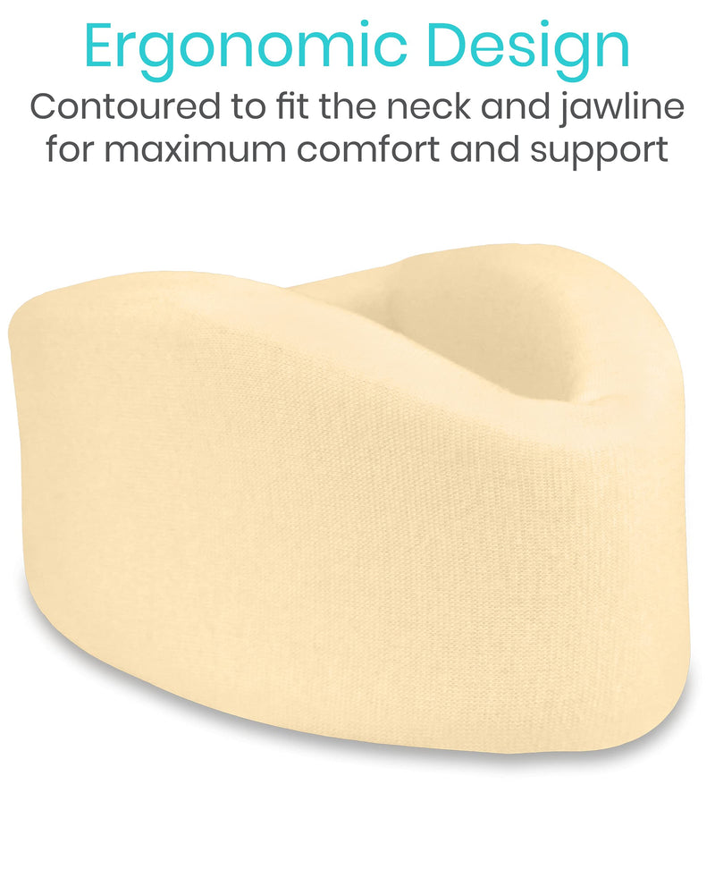 Vive Neck Brace - Foam Cervical Collar - Vertebrae Whiplash Wrap Aligns and Stabilizes Spine - Adjustable Spinal Support Can Be Used While Sleeping and Relieves Pain, Pressure 1 Count (Pack of 1) Beige - NewNest Australia