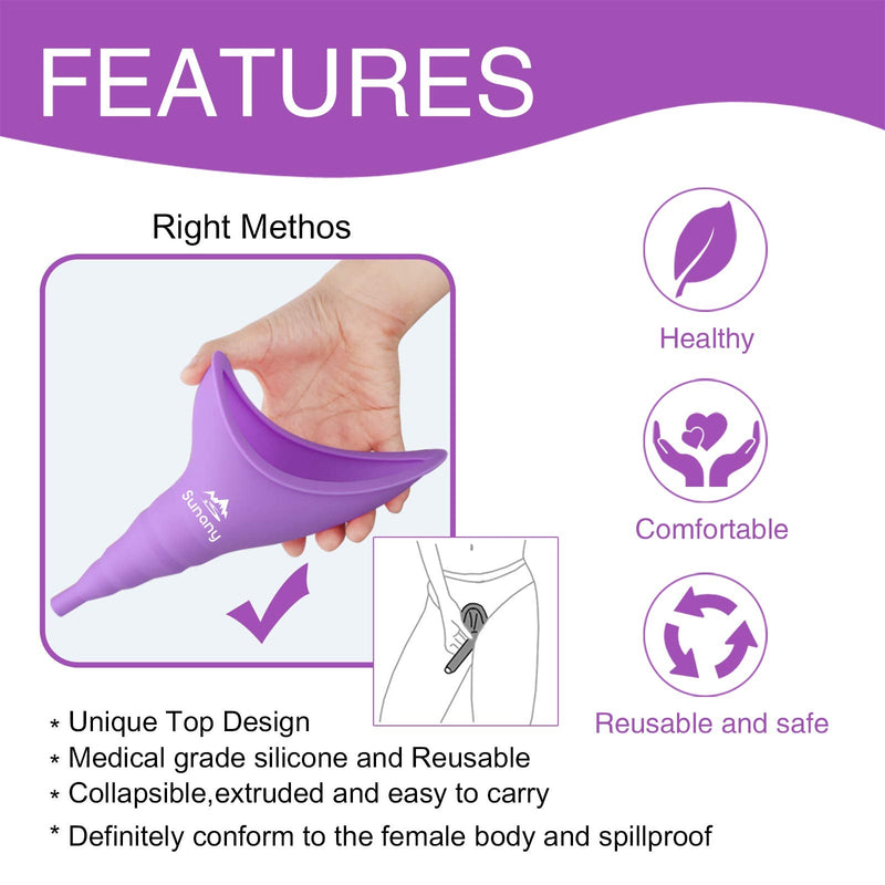 Female Urination Device,Reusable Silicone Female Urinal Foolproof Women Pee Funnel Allows Women to Pee Standing Up,Women's Urinal with Drawstring Bags is The Perfect Companion for Travel and Outdoor purple - NewNest Australia