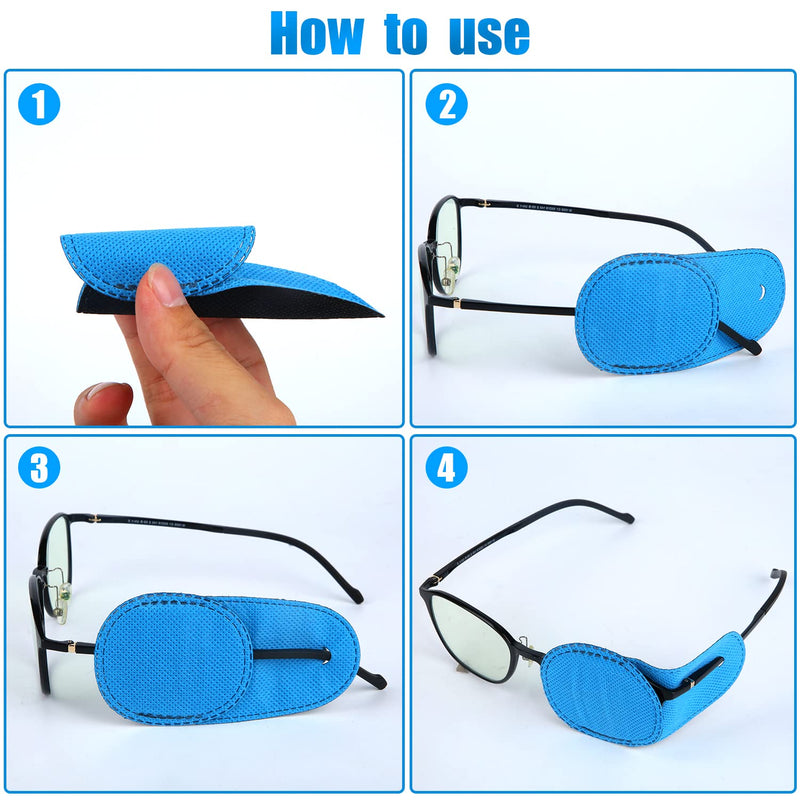Pack Of 6 Eye Patches For Glasses, Reusable Eye Patch Made Of Non-Woven Fabric To Cover The Left Right Eye Multifunctional Eye Patch For Lazy Eye For Children And Adults (Blue) - NewNest Australia
