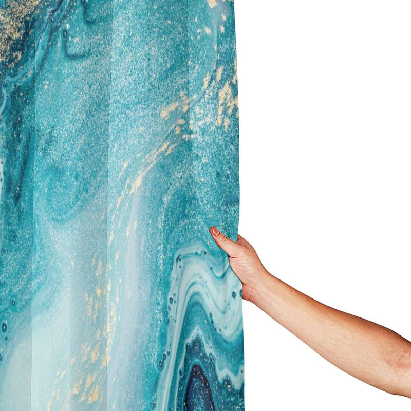 DZGlobal Marble Shower Curtain Natural Luxury Ocean Art The Ripples of Agate with Beautiful Blue Paint and Gold Powder for Bathroom Decor Polyester Fabric Waterproof Shower Curtains Set with 12 Hooks Luxury Ocean Marble 72x72 Inch - NewNest Australia