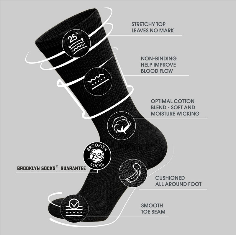 Big and Tall Diabetic Neuropathy Cotton Socks, King Size Mens Athletic Crew and Quarter Socks (Size: 13-16) (Black, 3) Black - NewNest Australia