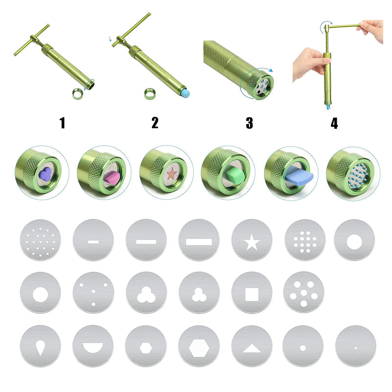 Seasonsky 19 PCS Polymer Clay Extruder kit, Rotary Clay Extruder with 20 Tips Sugar Extruder Disks, Polymer Clay Cutters, Clay DIY Tool for Clay Modeling Tool - NewNest Australia