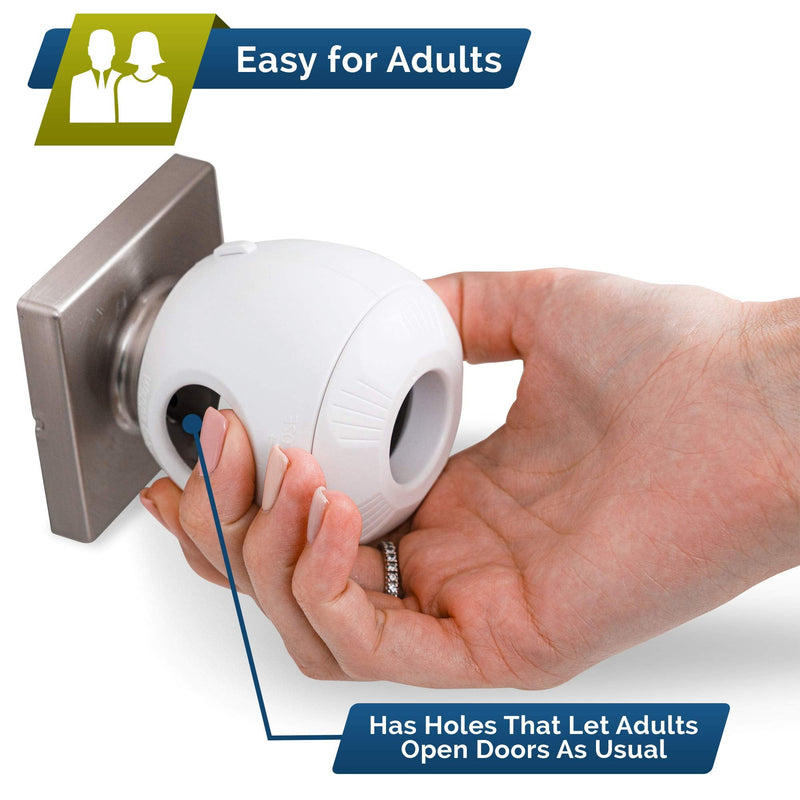 Child Safety Door Knob Cover (4 Pack) Hard-to-Remove Dual-Lock Door Handle Covers for Kids - Reusable Baby Proof Door Knob Locks - Installs Easily, No Tools Needed 4 White - NewNest Australia