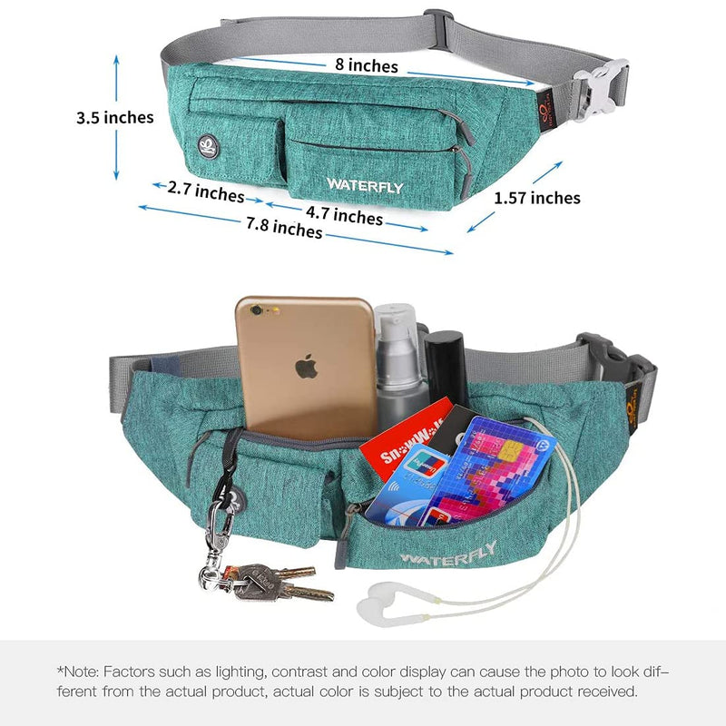 WATERFLY Fanny Pack for Women Men Water Resistant Small Waist Pouch Slim Belt Bag with 4 Pockets for Running Travelling Hiking Walking Lightweight Crossbody Chest Bag Fit All Phones Dark green - NewNest Australia