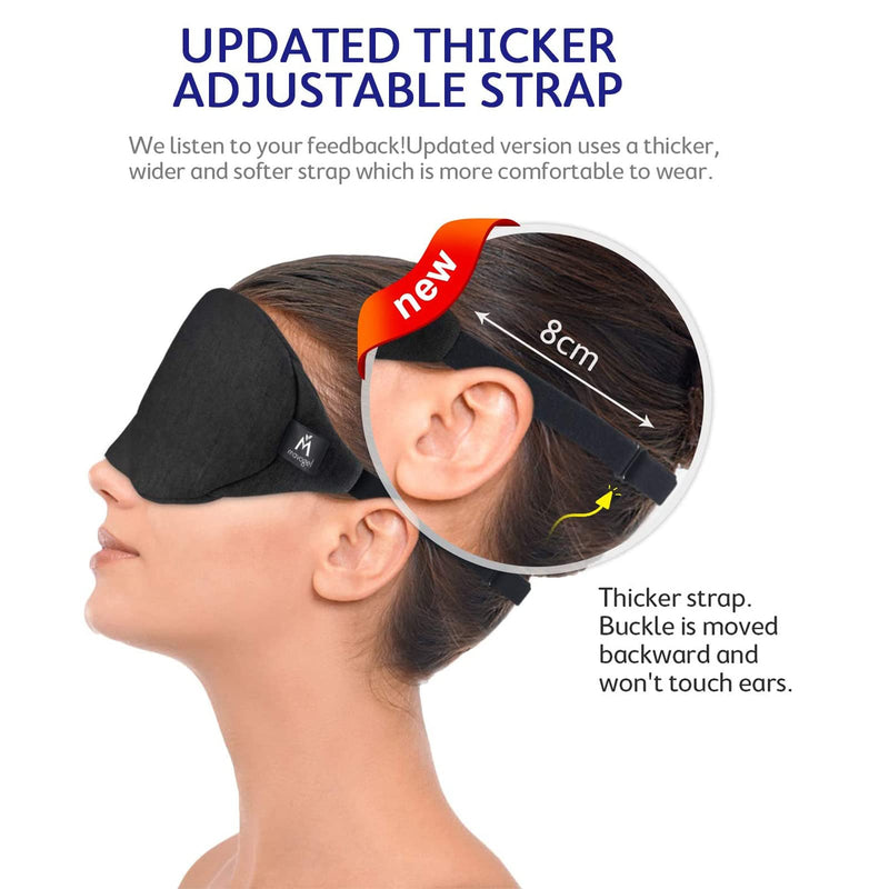Mavogel Cotton Sleep Eye Mask - Updated Design Light Blocking Sleep Mask, Soft and Comfortable Night Eye Mask for Men Women, Eye Blinder for Travel/Sleeping/Shift Work, Includes Travel Pouch, Black - NewNest Australia