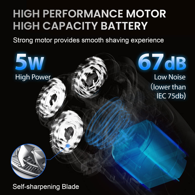 3D Electric Shaver Rotation Shaver, Electric Shaver For Men, Rechargeable Electric Shaver, With Pop-Up Trimmer, 1 Hour Fast Charging, 90 Minutes Shaving, 3D Floating Head, Lcd Power Indicator - NewNest Australia