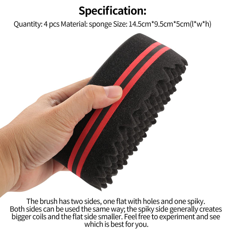 4 Pcs Big and Small Holes Hair Sponge Brushes, Afro Coils Hair Curls Brushes, Barbers Wave Hair Twist Sponge Brush, Double Sides Hairbrushes for Twists and Dreads, Home and Barber - NewNest Australia