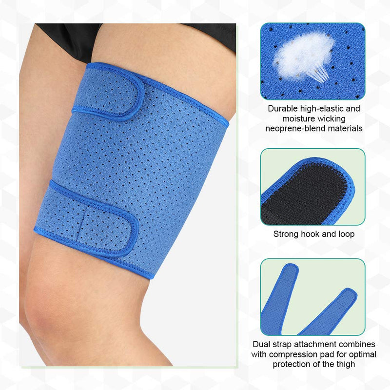 Thigh Support Brace, Hamstring Wrap Compression Sleeve with Anti-Slip Strip Support Thigh Quad Sprains, Tendonitis, Strains, Pulled Muscle Injury Rehab and Recovery, Fits Men and Women (Blue) - NewNest Australia
