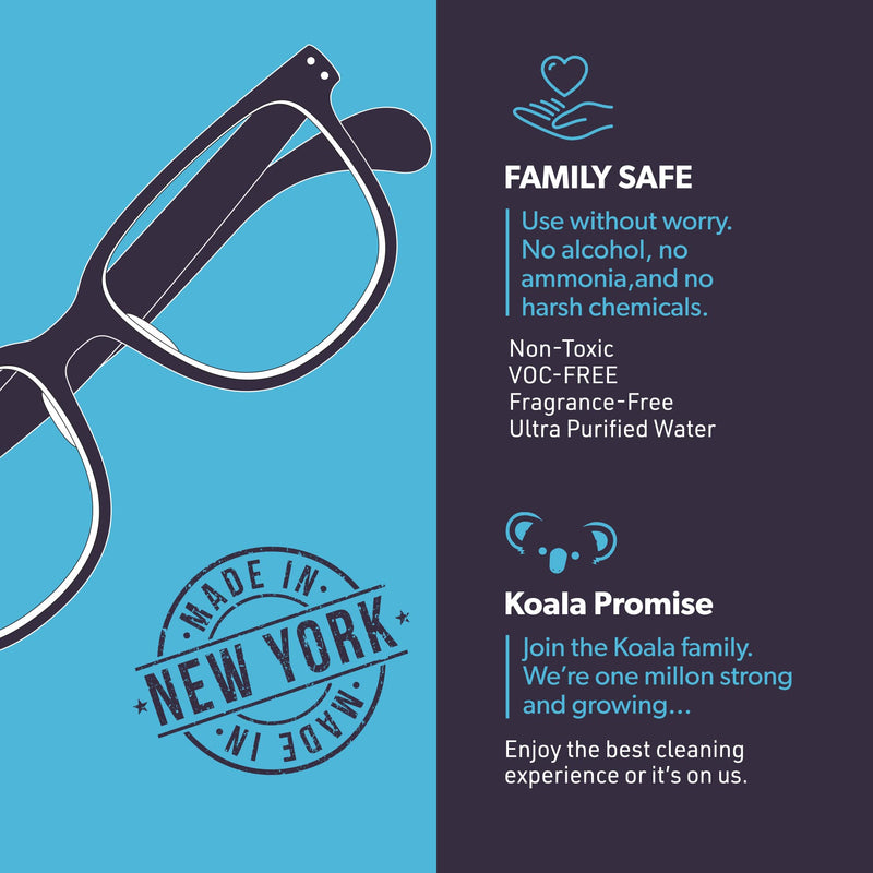 Koala Eyeglass Lens Cleaner Spray Kit | American Made | 18 Ounces + 3 Koala Cloths | Streak and Alcohol Free | Carefully Engineered Glasses Cleaner | Safe for All Lenses - NewNest Australia