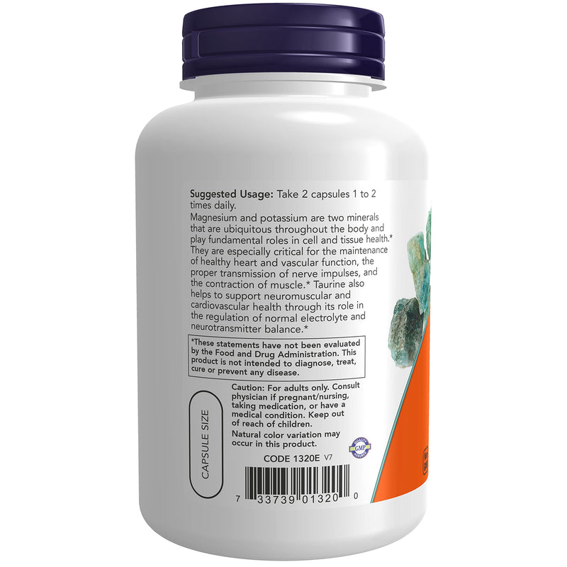 NOW Foods Supplements, Magnesium & Potassium Aspartate with Taurine, 120 Veg Capsules 120 Count (Pack of 1) - NewNest Australia