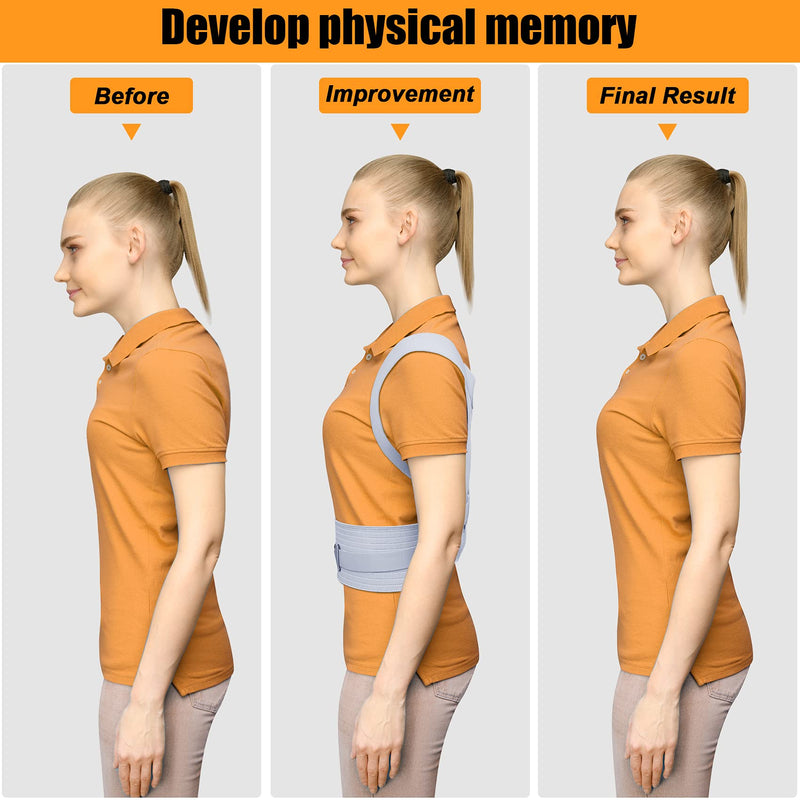 Posture Corrector Men and Women Shoulder Support -Aollop Back Support Back Brace with Breathable Adjustable Elastic Bands Support Bars Posture Improve Back Pain Association Lower Lumbar Relief-Grey Grey - NewNest Australia
