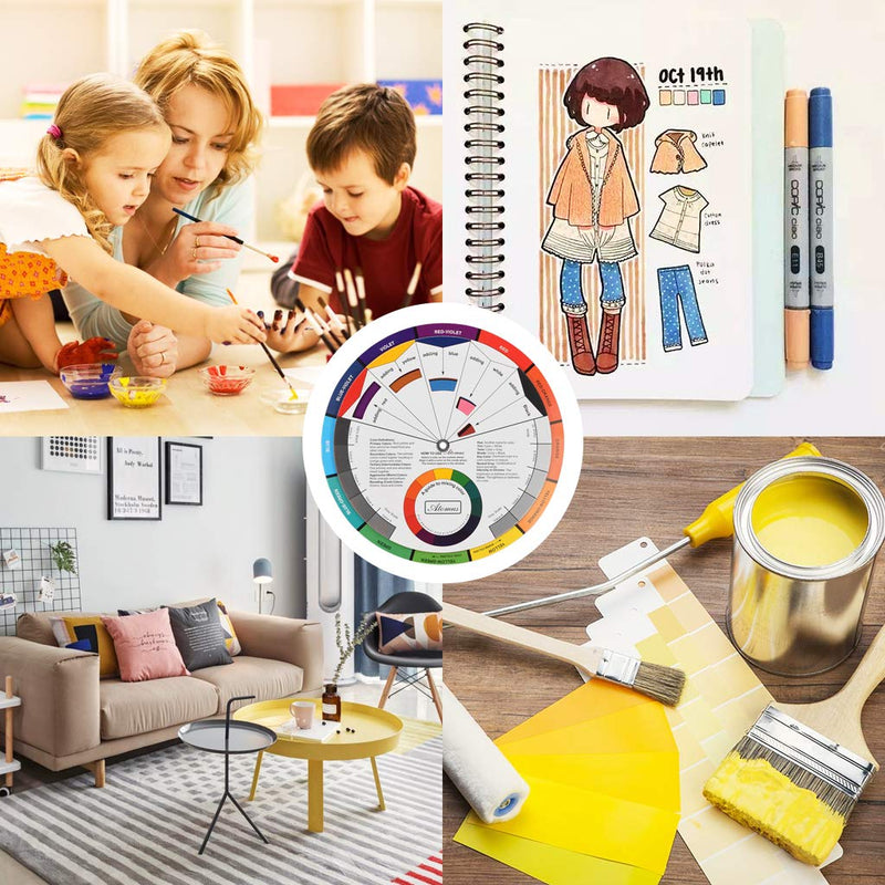 JimKing Creative Color Wheel, Paint Mixing Learning Guide Art Class Teaching Tool for Makeup Blending Board Chart Color Mixed Guide Mix Colours (9.25inch) 1*9.25in - NewNest Australia