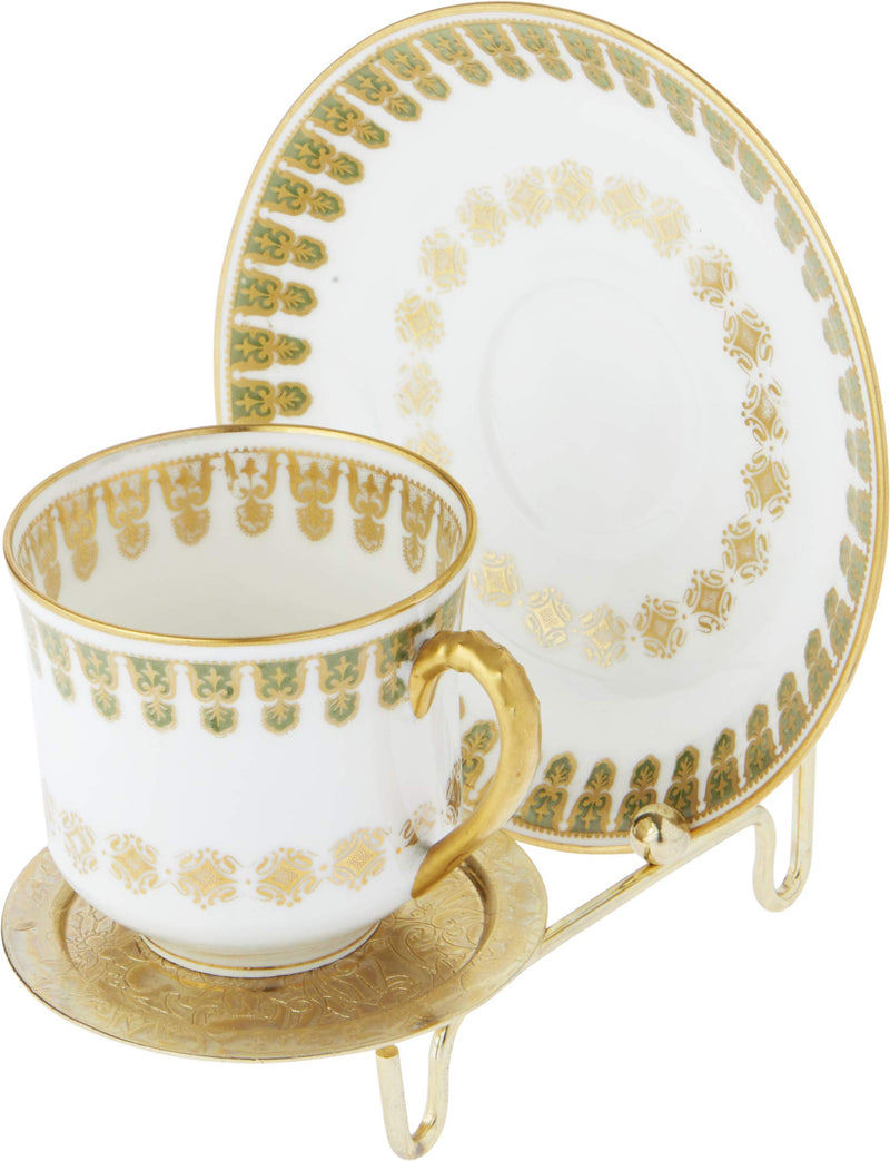 NewNest Australia - Bard's Ornate Shiny Gold-Toned Cup & Saucer Stand, 3" H x 2.75" W x 4" D, Pack of 2 