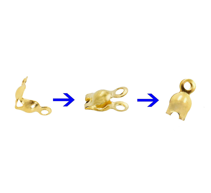 Clam Shell Bead Tip - Clamshell Calotte Knot Cover – Crimp Cover Jewelry Making Finding End Cap Beads for Necklace Bracelet by Mandala Crafts 2150 PCs Silver Gold Chrome Rose Gold Gunmetal 8 X 4 X 3mm - NewNest Australia