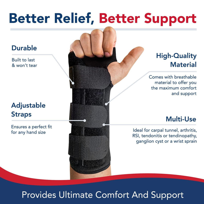 Doctor Developed Carpal Tunnel Night Wrist Brace & Wrist Support (with splint) & Doctor Written Handbook - Fully Adjustable (Pair (Right & Left) 2 Pack - Splint Support (R & L) - NewNest Australia