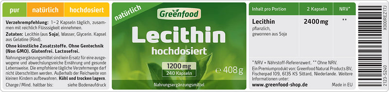Lecithin, 1200 mg, 240 capsules, high dose - WITHOUT artificial additives. Without genetic technology. Softgel capsules. 240 pieces (pack of 1) - NewNest Australia
