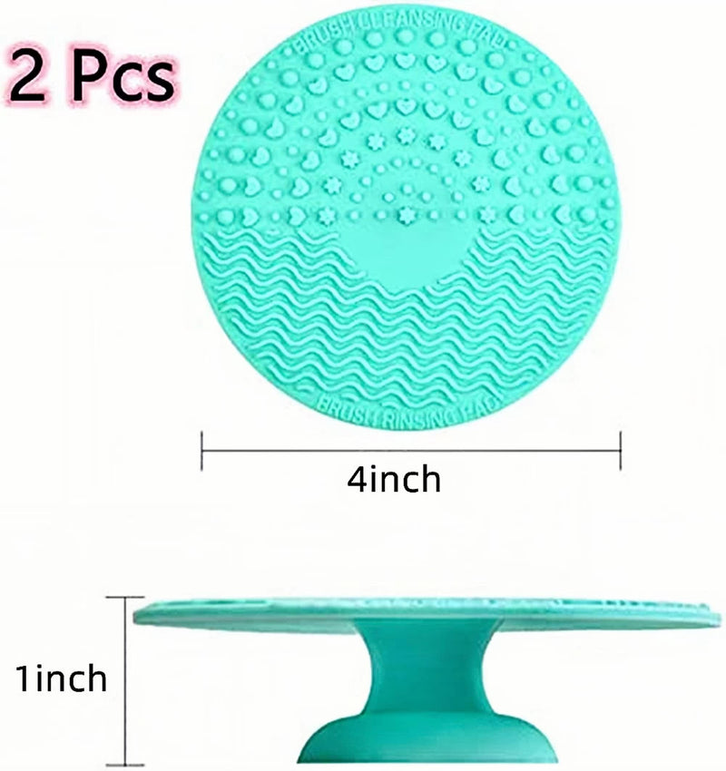 2 Pcs Makeup Brush Cleaner Mats Silicone Cosmetic Brush Cleaning Pads Makeup Brush Scrubber Mats Brush Washing Tool with Suction Cup for Foundation Face Powder Eye Shadow Eyeliner Eyebrow Brushes - NewNest Australia