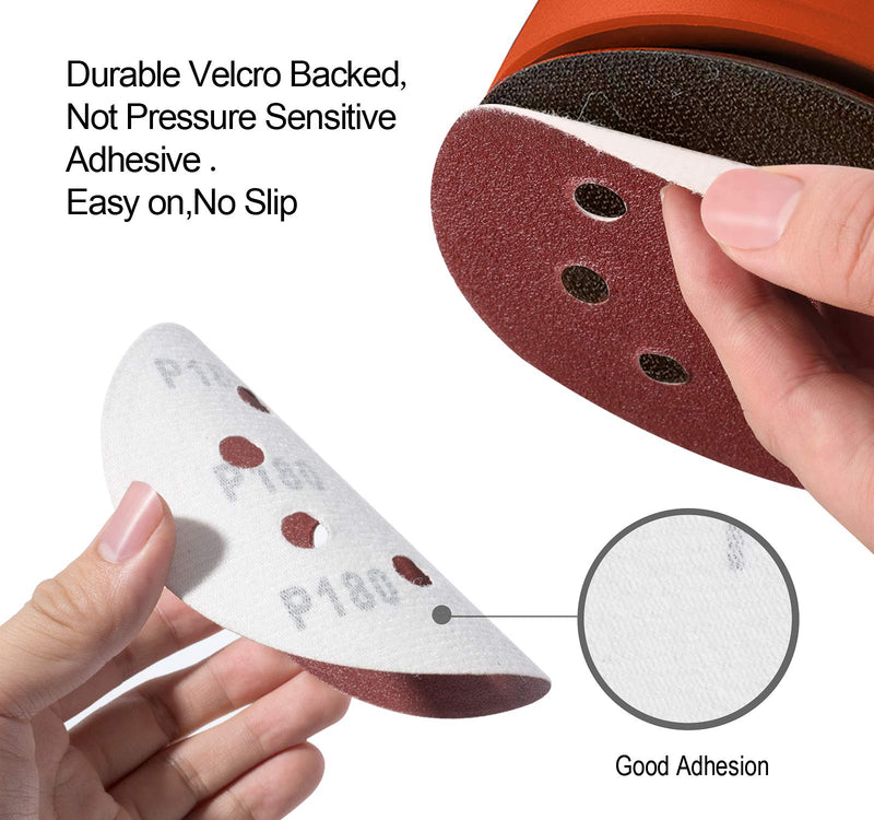 S SATC 72 PCS 5 Inch 8 Hole Hook and Loop Adhesive Sanding Discs Sandpaper for Random Orbital Sander 40 60 80 120 180 240 320 grits 72pcs 5 inch - NewNest Australia