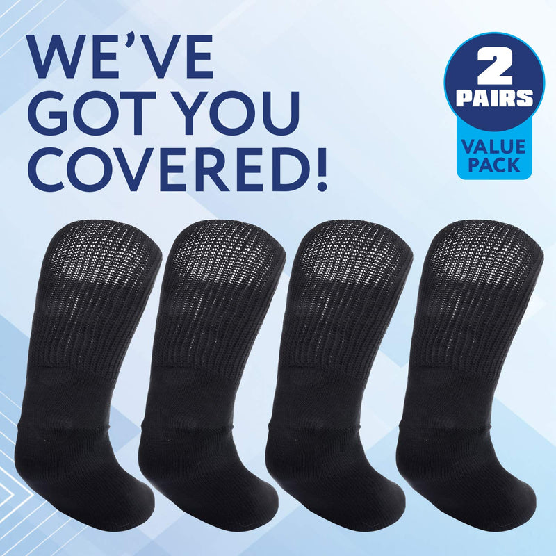 2 Pairs of Impresa Extra Width Socks for Lymphedema - Bariatric Sock - Oversized Sock Stretches up to 30'' Over Calf for Swollen Feet And Mens and Womens Legs - One Size Unisex - NewNest Australia