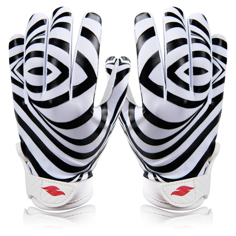 RSPGO Kids Football Gloves Youth Enhanced Grip Silicone Wide Receiver Gloves Dynamic Zebra Stripes Youth XS/S(5.5in-6in) - NewNest Australia