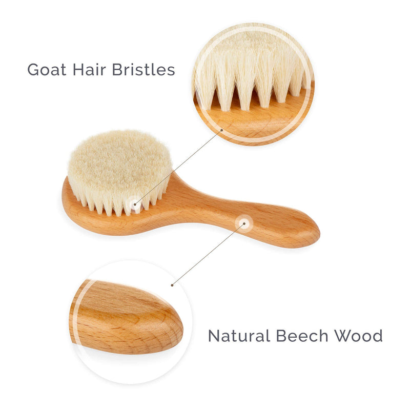 Natemia Wooden Baby Hair Brush and Comb Set for Newborns and Toddlers - Ideal for Cradle Cap Set of 2 - NewNest Australia