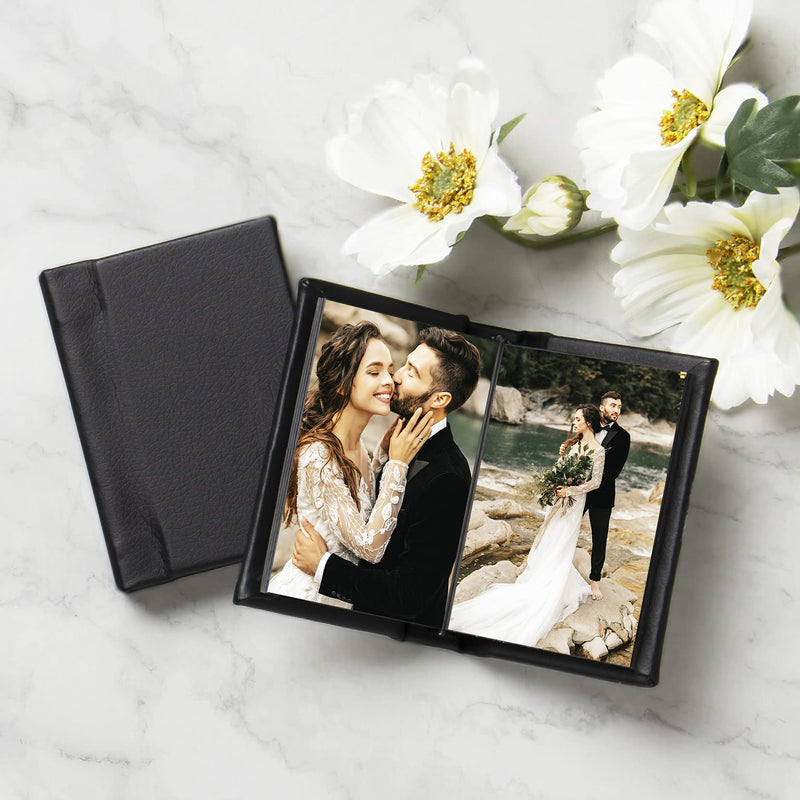 2.5" x 3.5" Black Leather Self-Stick Photo Album 2.5" x 3.5" - NewNest Australia