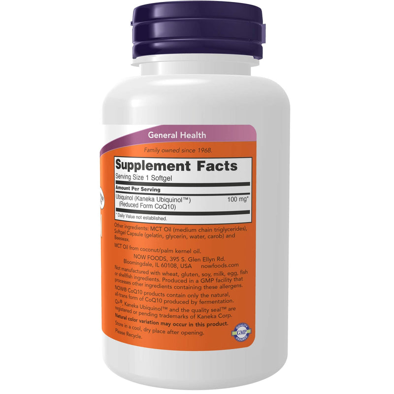 NOW Supplements, Ubiquinol 100 mg, High Bioavailability (the Active Form of CoQ10), 120 Softgels - NewNest Australia