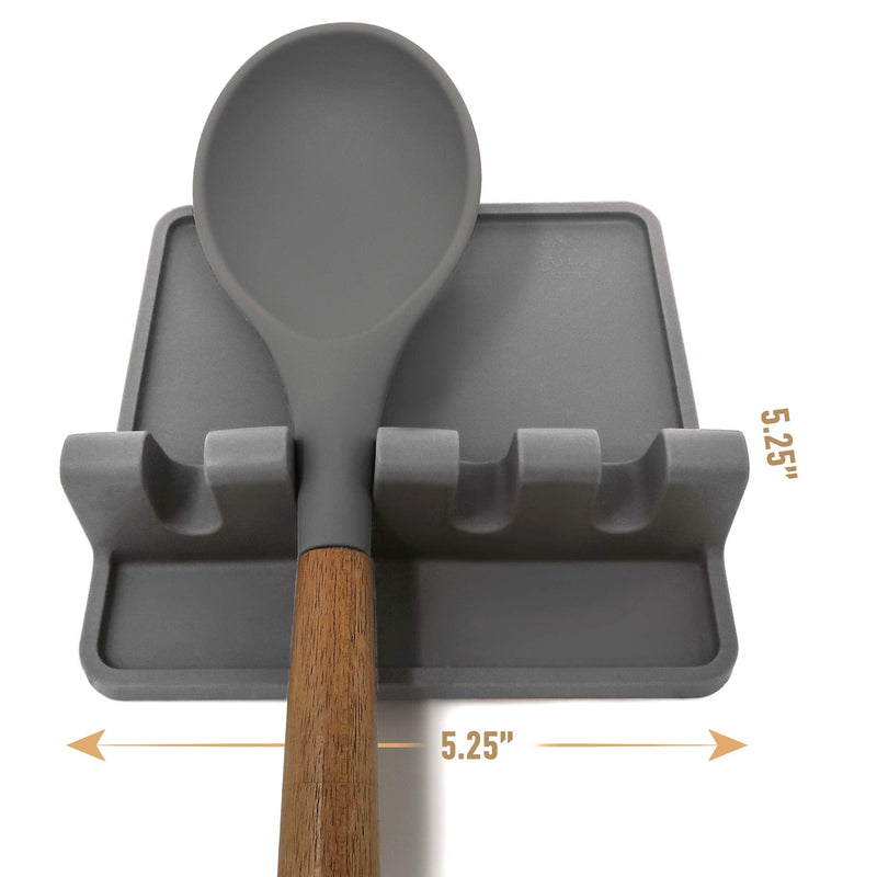 Silicone Utensil Rest with Drip Pad for Multiple Utensils, Heat-Resistant, BPA-Free Spoon Rest & Spoon Holder for Stove Top, Kitchen Utensil Holder for Spoons, Ladles, Tongs & More - by Zulay Medium Ash Gray - NewNest Australia
