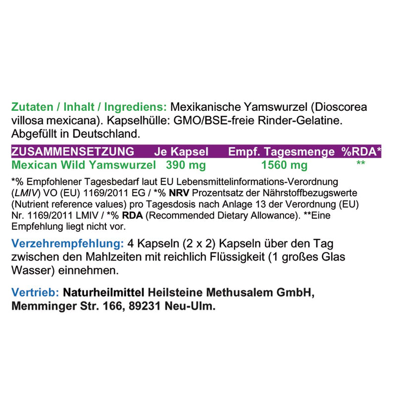 Yam root MEXICAN WILD YAM 180 capsules for menopause, menstruation, hormonal balance, mood swings - pure NATURE. Not in high doses! Without additives. 26920-180 - NewNest Australia