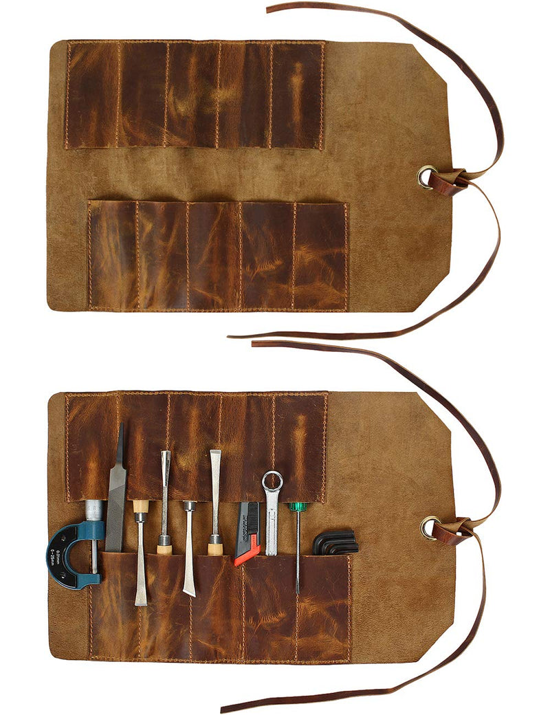 Leather Tool Roll Up Pouch - Leather Tool Wrench Roll / Chisel Bag by Rustic Town - NewNest Australia