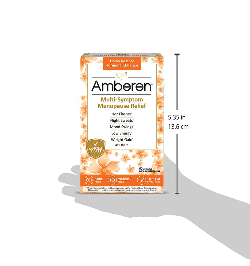 Amberen: Safe Multi-Symptom Menopause Relief. Clinically Shown to Relieve 12 Menopause Symptoms: Hot Flashes, Night Sweats, Mood Swings, Low Energy and More. 1 Month Supply 30 Day Supply - NewNest Australia