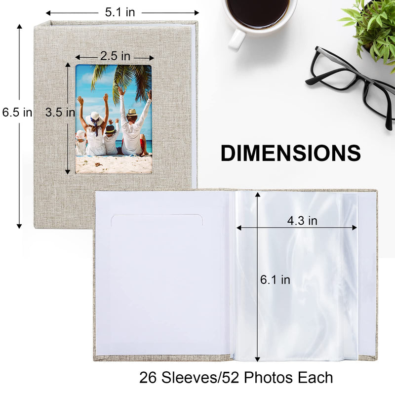 Vienrose Small Photo Album 4x6 Photos, 2 Pack Linen Cover Mini Photo Book, 26-Page Holds 52 Pictures, Artwork or Postcards Storage Beige - NewNest Australia