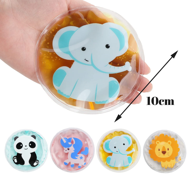Sweelov 4 Cold Compress for Kids Gel Reusable Ice Packs Instant First Aid Gel Packs for Fever & Pain Relief Muscle Pains, Φ10cm, with Cloth Cover - NewNest Australia