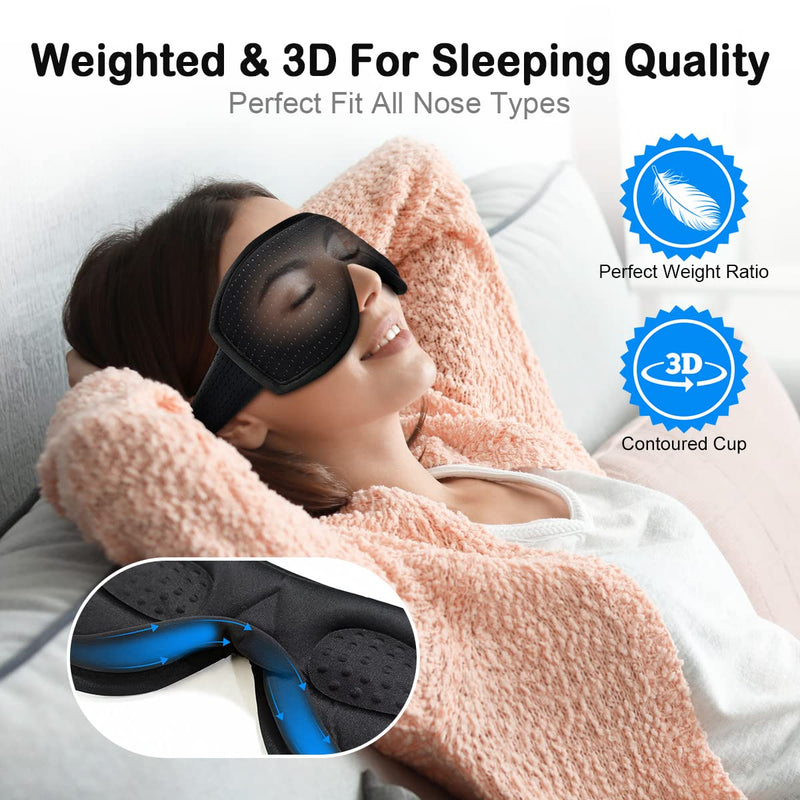 Musicozy Sleep Mask,100% Darkness 3D Sleep Eye Mask for Sleeping,Breathable Sleeping Mask Night Eye Mask for Men Women, Soft Eye Blinder with Adjustable Size and Ear Plug for Traveling Napping Yoga Black - NewNest Australia