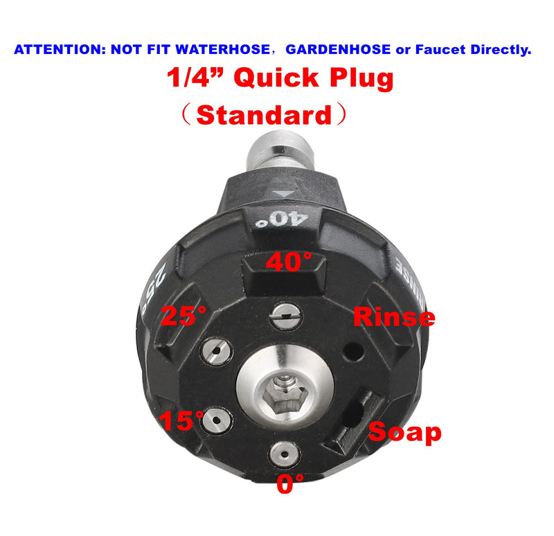 Meteor Blast Pressure Washer Spray Nozzle, 6-in-1 Quick Change over and Adjustable , 1/4in Plug Connect Tips 4000PSI for Pressure Washer. - NewNest Australia