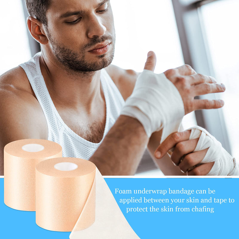 29.5 Yards Foam Underwrap Tape Sports Pre-wrap Athletic Tape 2.76 Inch Wide Elastic Sports Prewrap Artificial Foam Underwrap for Wrist Elbow Knees Ankles (Beige) Beige - NewNest Australia