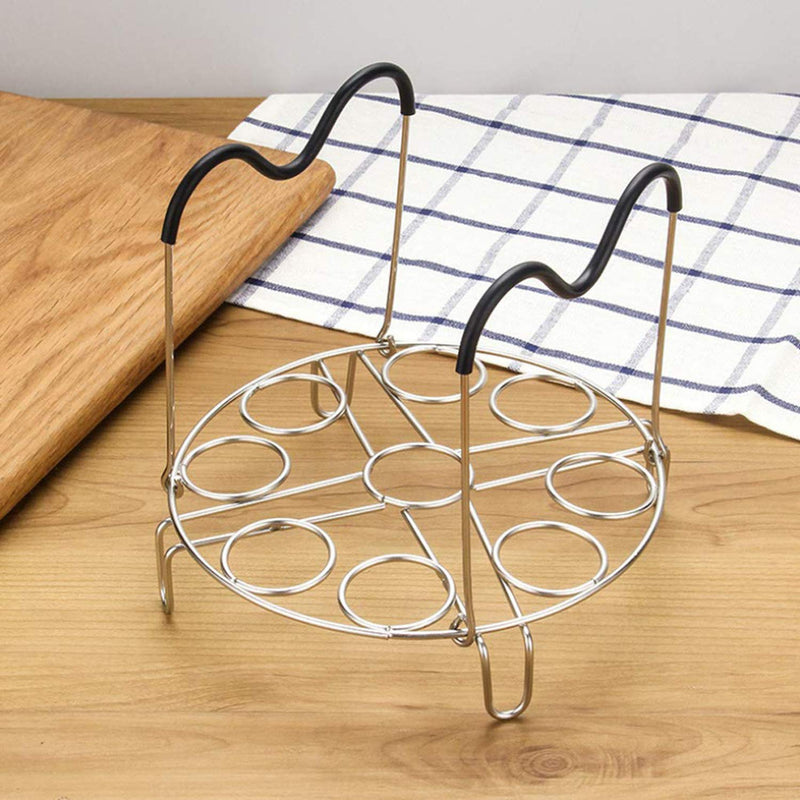 Steamer Rack Trivet Accessory Set, Include 9-holes Egg Cooking Rack with Heat Resistant Silicon Handles & Compatible for 6, 8 Quart Pressure Cooker Trivet, Instant Pot Accessories (2 Pack) 2 Pack - NewNest Australia