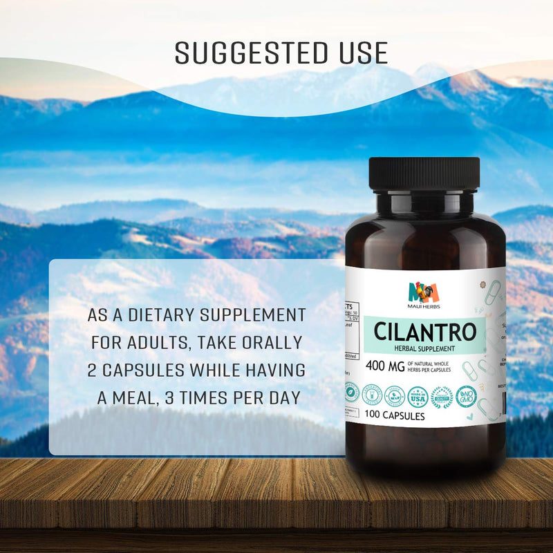 Cilantro 100 Capsules - Organic Herbal Supplement which Supports Heart, Eye & Digestive Health, Focus, Body Cleansing with Vitamins, Minerals, & Antioxidants - May Lessen Oxidative Stress - Vegan - NewNest Australia