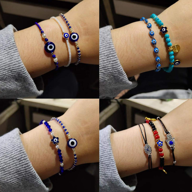 200pcs Evil Eye Beads for Bracelets Necklace Jewelry Making (8mm, Blue) 8mm - NewNest Australia