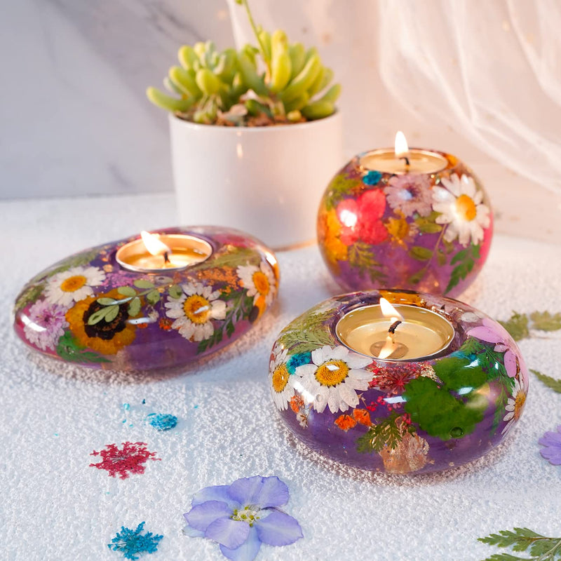 LET'S RESIN Tealight Candle Holder Resin Molds,3Pcs Tea Light Candle Holder Silicone Molds for Resin Including Round, Flat Round, Pebble, Resin Epoxy Molds Silicone for DIY Home Décor - NewNest Australia