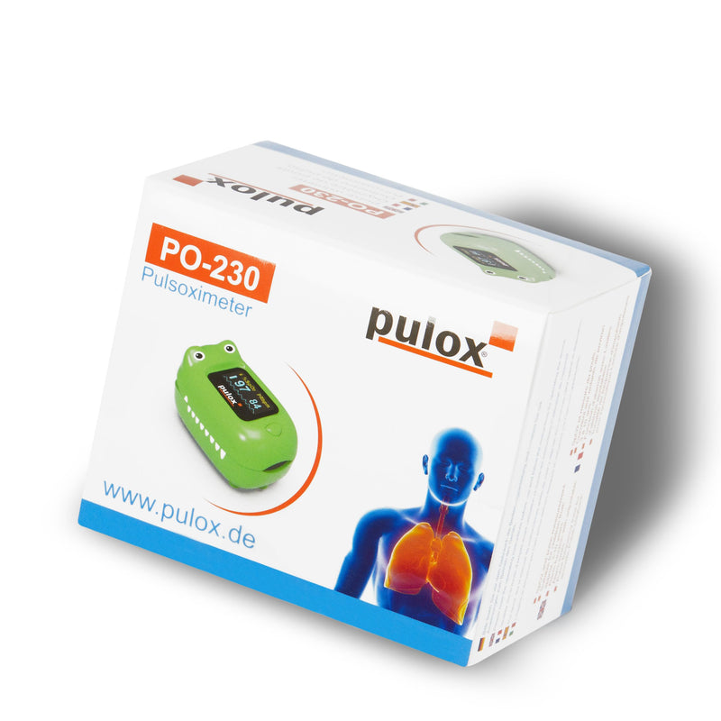 Pulox PO-230 in green, pulse oximeter for children, with adhesive pattern, measurement of oxygen saturation and heart rate - NewNest Australia