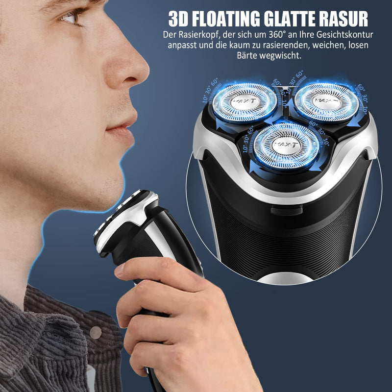 Max-T Upgraded 3D Proskin Led Razor Men'S Electric Wet And Dry Shaver With Travel Lock And Pop-Up Precision Trimmer, Rechargeable And Wireless, Gifts For Men, Black - NewNest Australia